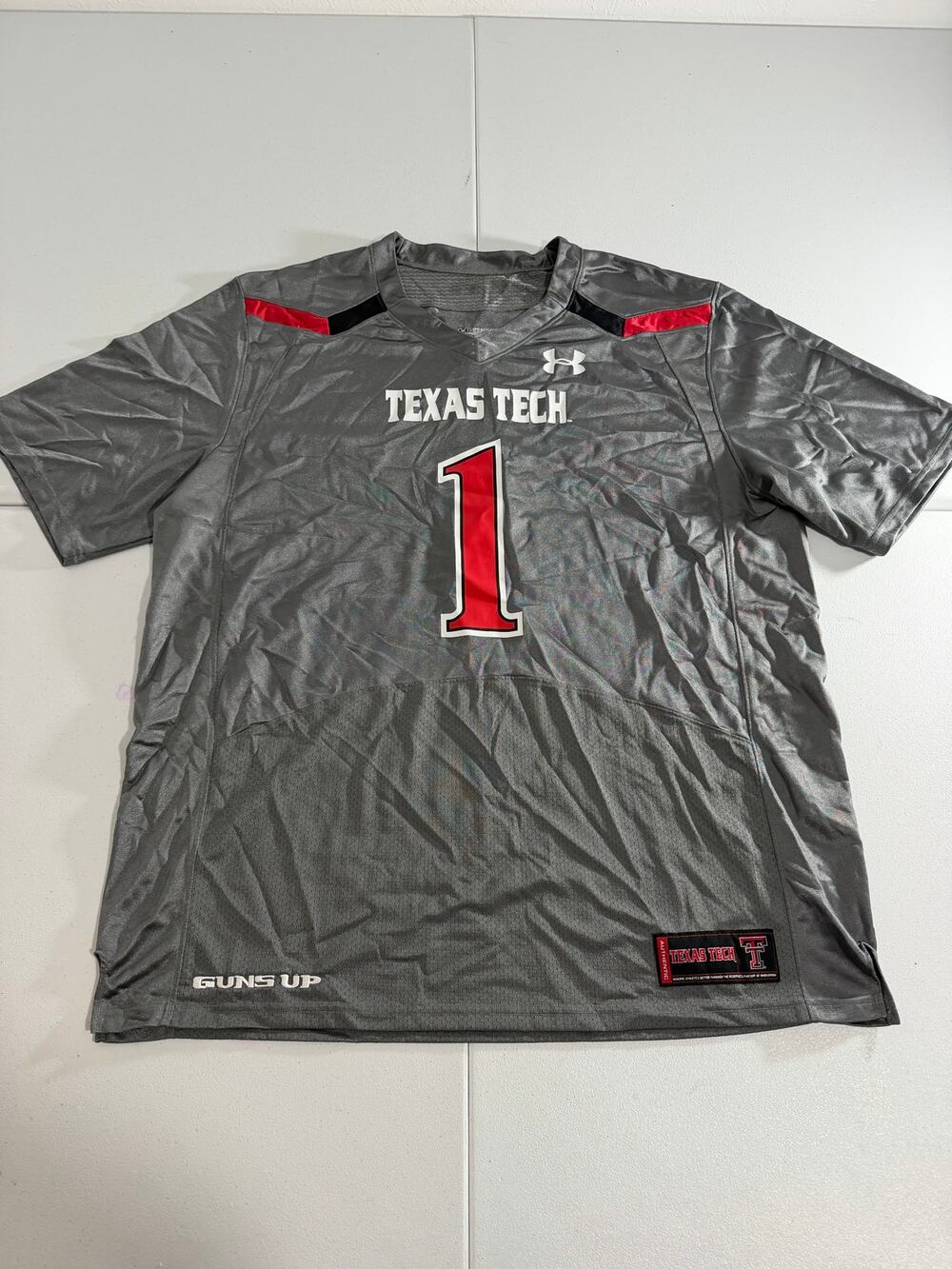 Texas Tech Red Raiders #1 Football Jersey Men’s 2XL Under Armour Authentic Gray